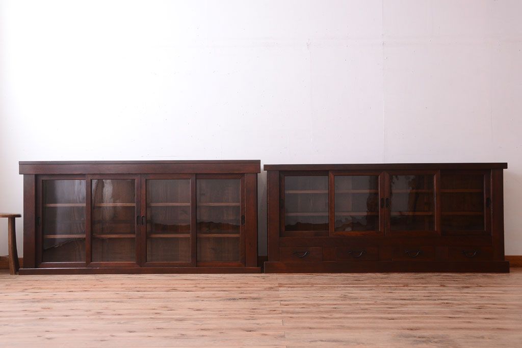 アンティーク家具　明治大正期　古民具・骨董　二段重ね関西収納棚