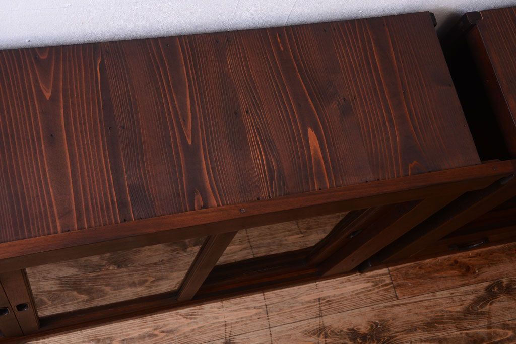 アンティーク家具　明治大正期　古民具・骨董　二段重ね関西収納棚