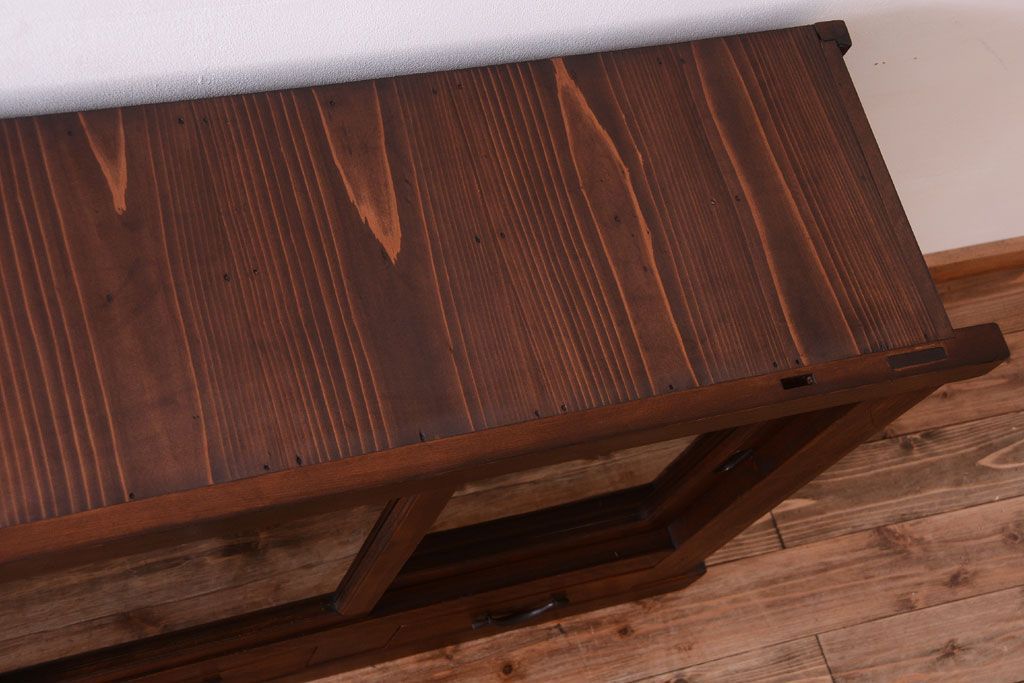 アンティーク家具　明治大正期　古民具・骨董　二段重ね関西収納棚