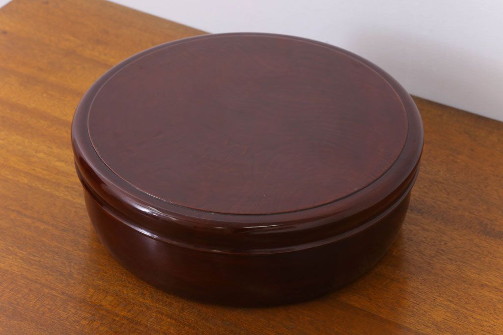 アンティーク雑貨　和製アンティーク　古い欅材製の刳り貫き茶櫃(小物入れ)(3)