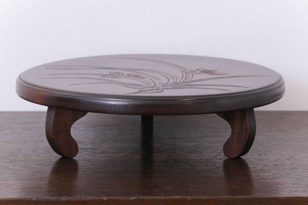 アンティーク雑貨　中古　木製の丸花台(飾り台)