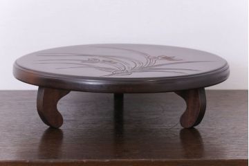 アンティーク雑貨　中古　木製の丸花台(飾り台)