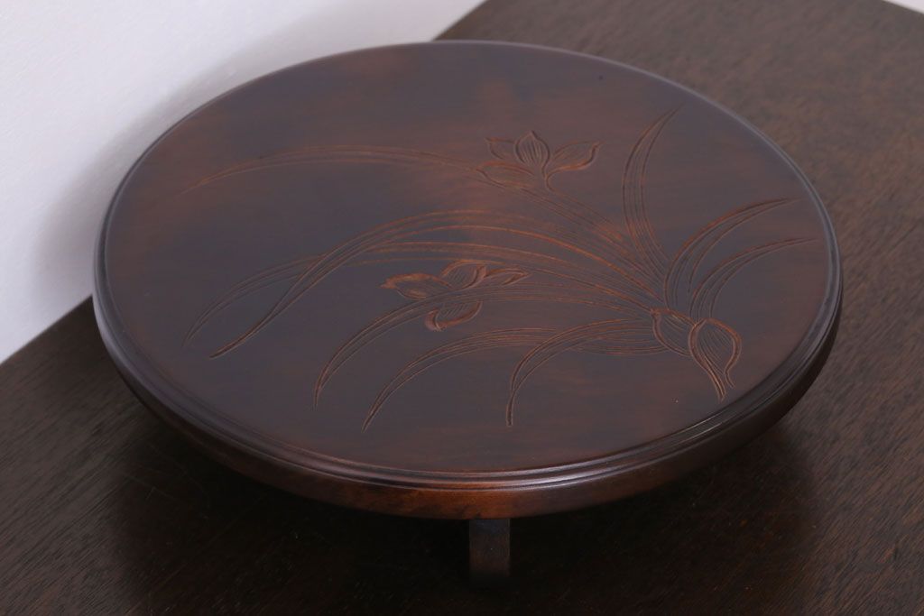 アンティーク雑貨　中古　木製の丸花台(飾り台)