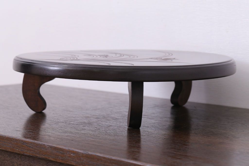 アンティーク雑貨　中古　木製の丸花台(飾り台)