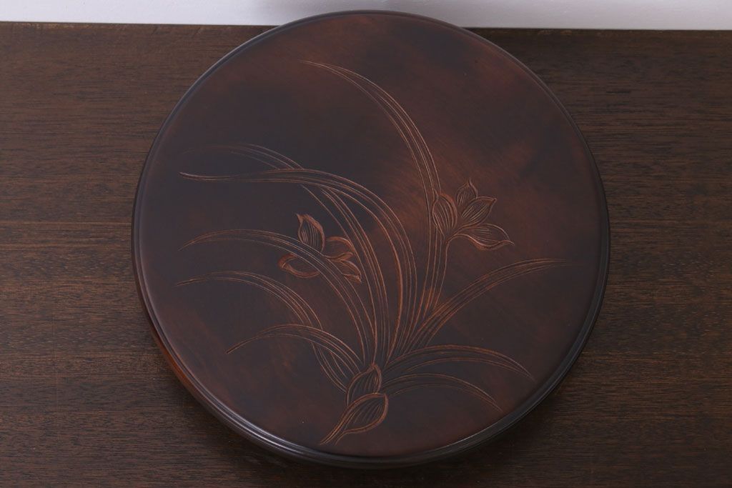 アンティーク雑貨　中古　木製の丸花台(飾り台)