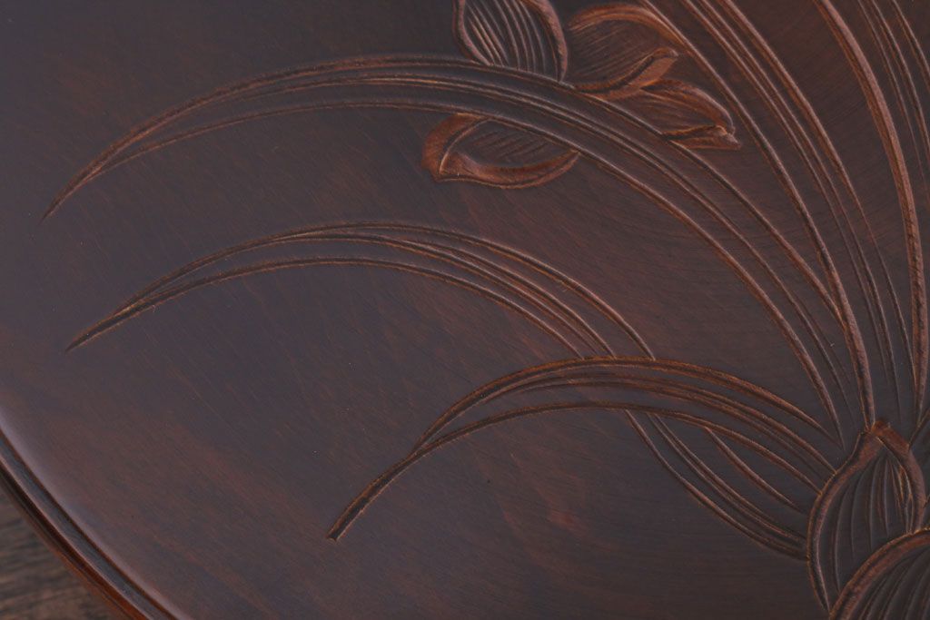 アンティーク雑貨　中古　木製の丸花台(飾り台)