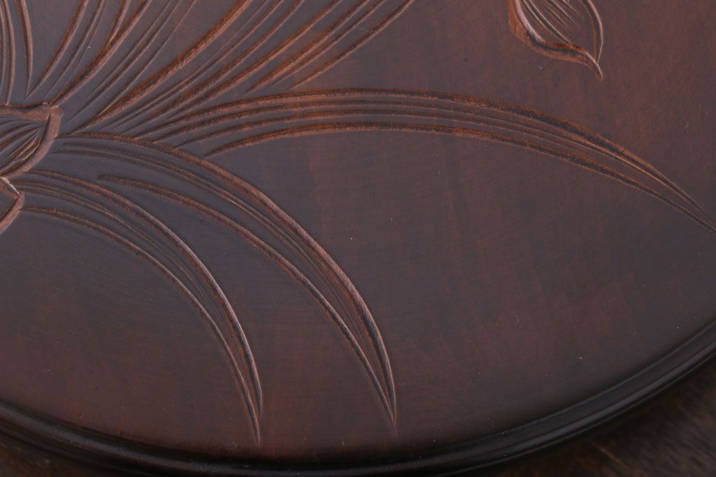 アンティーク雑貨　中古　木製の丸花台(飾り台)