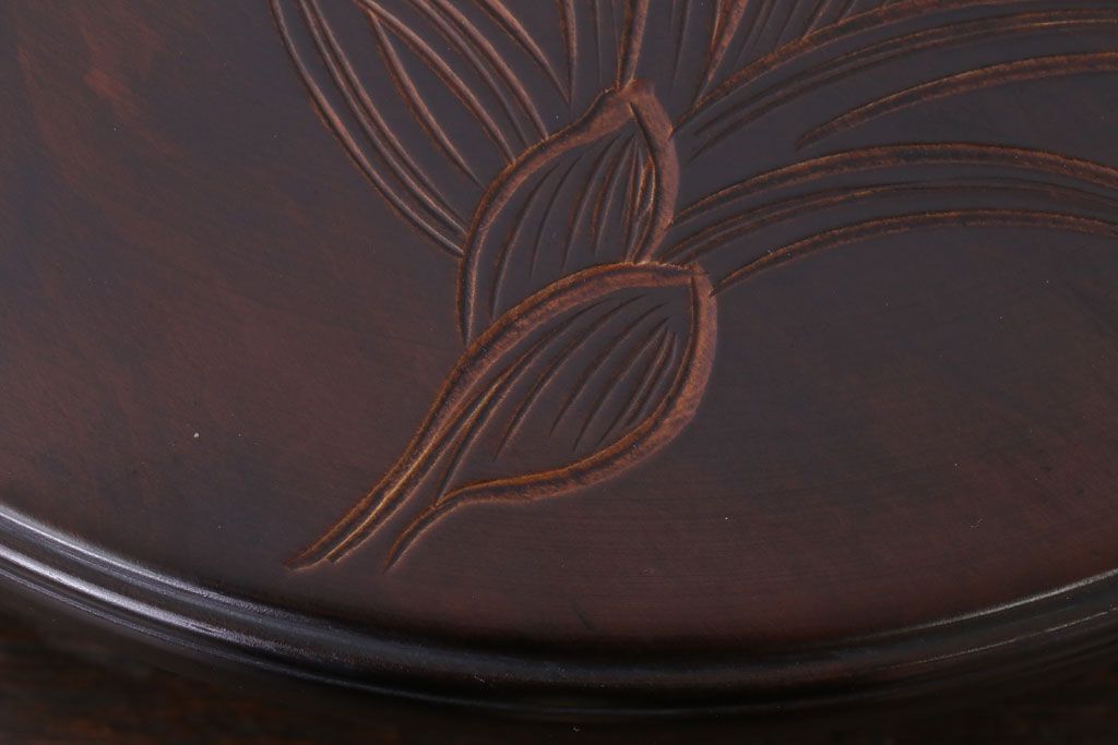 アンティーク雑貨　中古　木製の丸花台(飾り台)