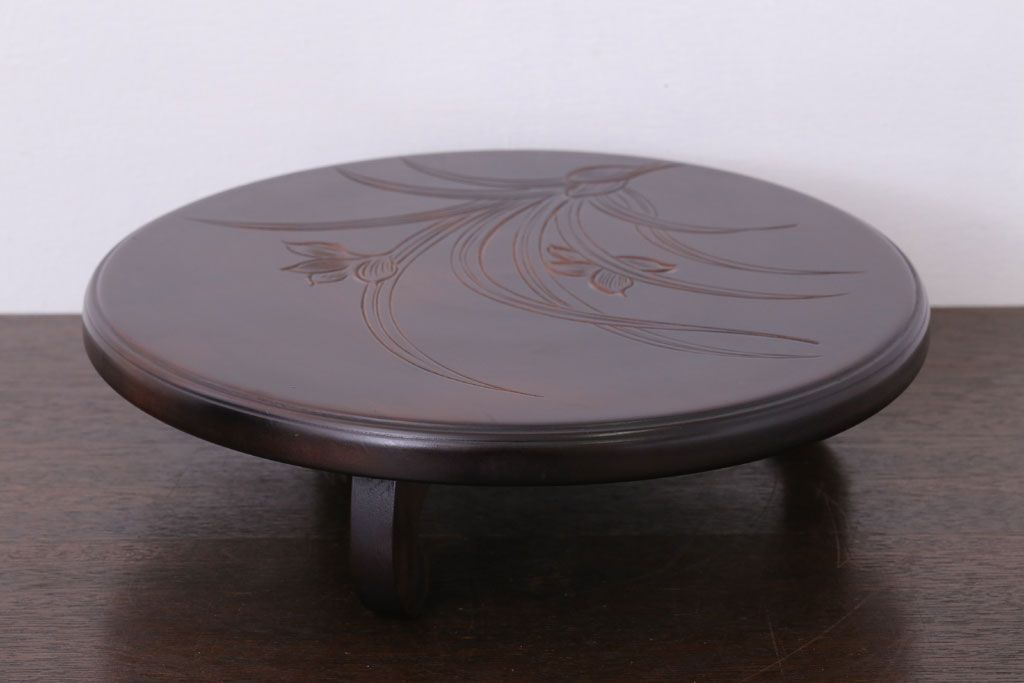 アンティーク雑貨　中古　木製の丸花台(飾り台)