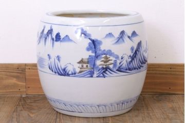 アンティーク雑貨　昭和期　小さな瀬戸火鉢(古民具・骨董)