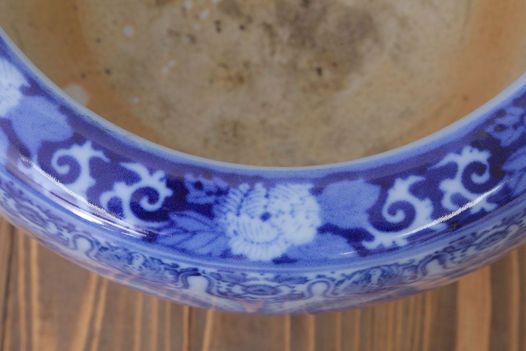 アンティーク雑貨　鳳凰文!和製アンティーク瀬戸火鉢(古民具・骨董)