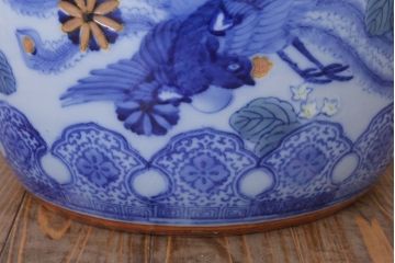 アンティーク雑貨　鳳凰文!和製アンティーク瀬戸火鉢(古民具・骨董)