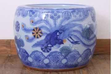 アンティーク雑貨　鳳凰文!和製アンティーク瀬戸火鉢(古民具・骨董)