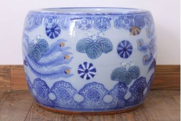 アンティーク雑貨　鳳凰文!和製アンティーク瀬戸火鉢(古民具・骨董)