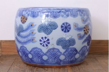 アンティーク雑貨　鳳凰文!和製アンティーク瀬戸火鉢(古民具・骨董)