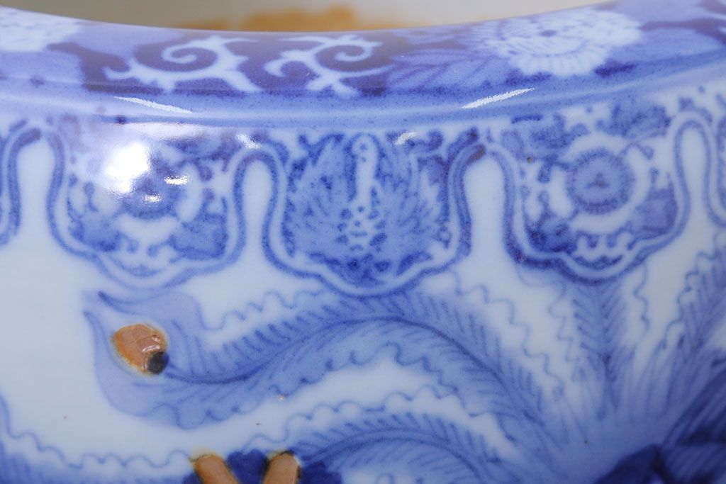 アンティーク雑貨　鳳凰文!和製アンティーク瀬戸火鉢(古民具・骨董)