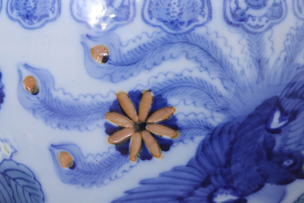 アンティーク雑貨　鳳凰文!和製アンティーク瀬戸火鉢(古民具・骨董)