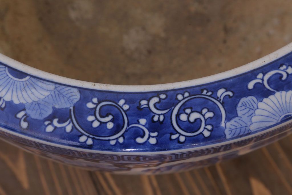 アンティーク雑貨　古民具・骨董　扇窓　山水　和製アンティーク瀬戸火鉢