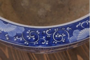 アンティーク雑貨　古民具・骨董　扇窓　山水　和製アンティーク瀬戸火鉢