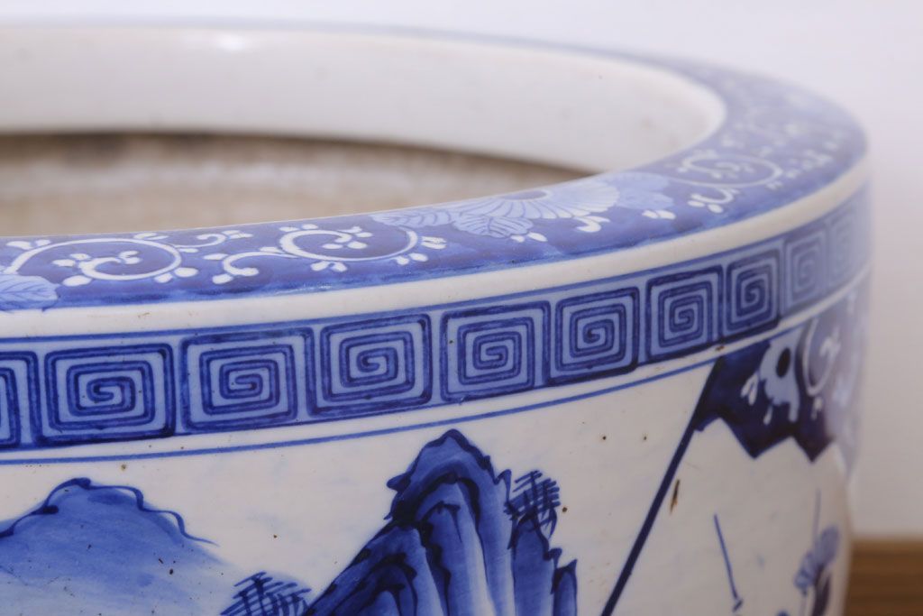 アンティーク雑貨　古民具・骨董　扇窓　山水　和製アンティーク瀬戸火鉢