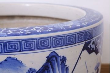 アンティーク雑貨　古民具・骨董　扇窓　山水　和製アンティーク瀬戸火鉢