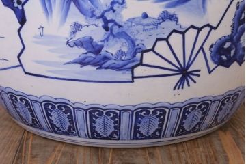 アンティーク雑貨　古民具・骨董　扇窓　山水　和製アンティーク瀬戸火鉢