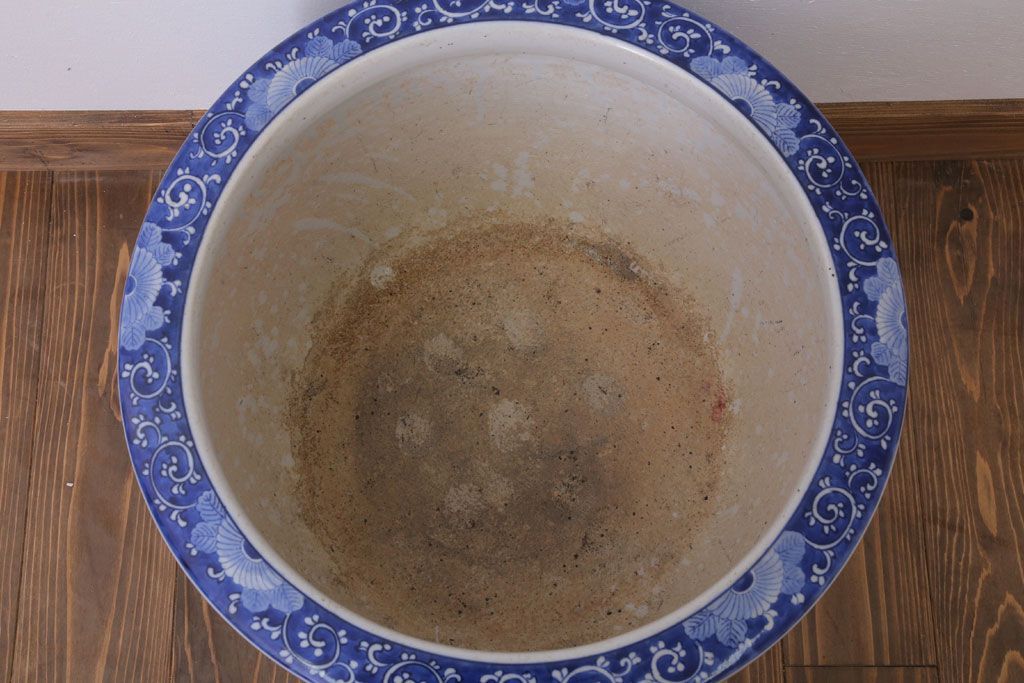 アンティーク雑貨　古民具・骨董　扇窓　山水　和製アンティーク瀬戸火鉢