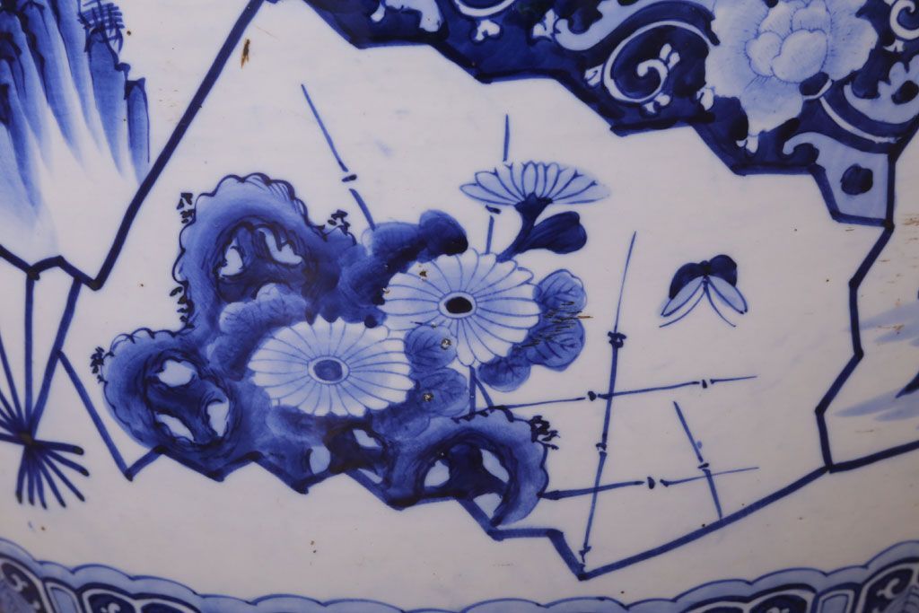 アンティーク雑貨　古民具・骨董　扇窓　山水　和製アンティーク瀬戸火鉢