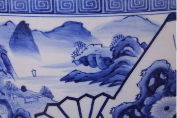 アンティーク雑貨　古民具・骨董　扇窓　山水　和製アンティーク瀬戸火鉢