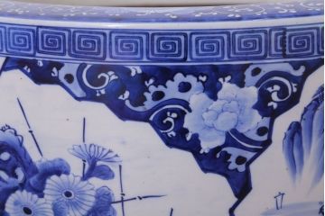 アンティーク雑貨　古民具・骨董　扇窓　山水　和製アンティーク瀬戸火鉢