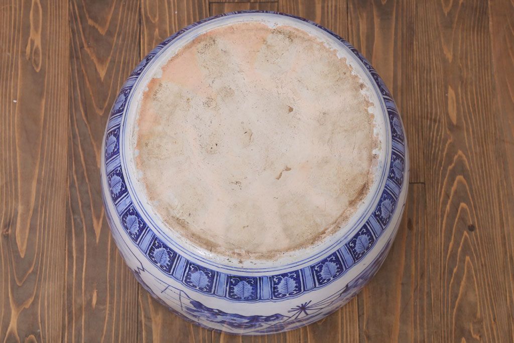 アンティーク雑貨　古民具・骨董　扇窓　山水　和製アンティーク瀬戸火鉢