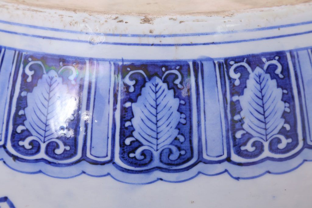 アンティーク雑貨　古民具・骨董　扇窓　山水　和製アンティーク瀬戸火鉢