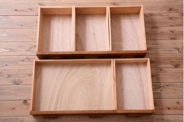 レトロ家具　昭和レトロ　古いナラ材製のシンプルなアンティーク片袖机(2)