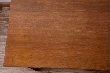 レトロ家具　昭和レトロ　古いナラ材製のシンプルなアンティーク片袖机(2)