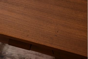 レトロ家具　昭和レトロ　古いナラ材製のシンプルなアンティーク片袖机(2)