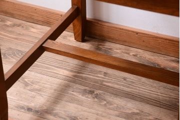 レトロ家具　昭和レトロ　古いナラ材製のシンプルなアンティーク片袖机(2)