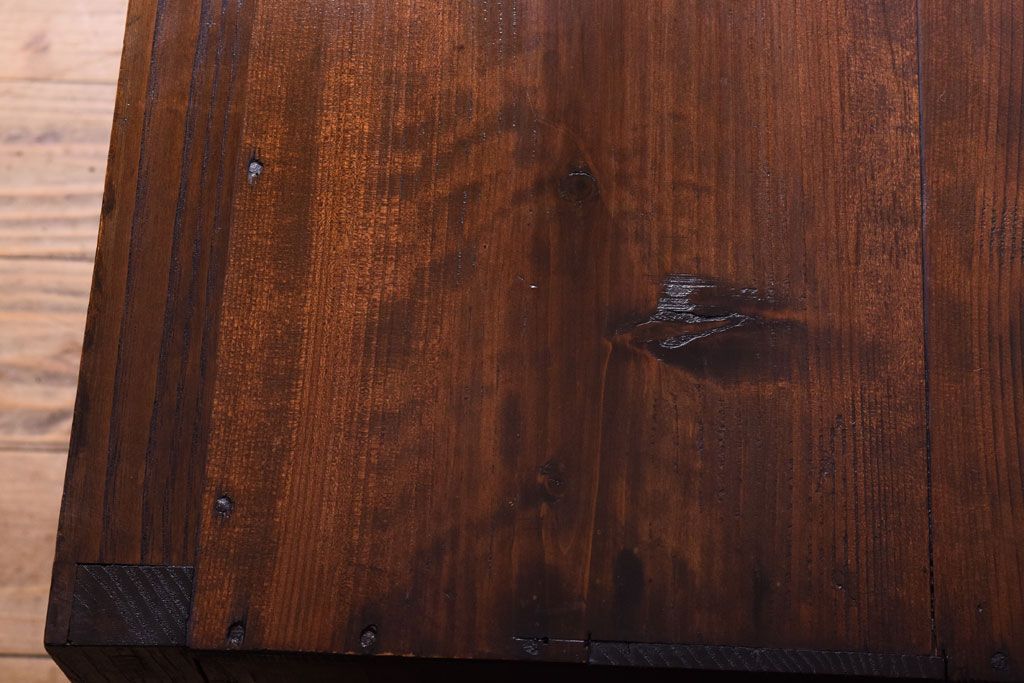 アンティーク家具　結霜ガラス入り!古い木のアンティークローボード