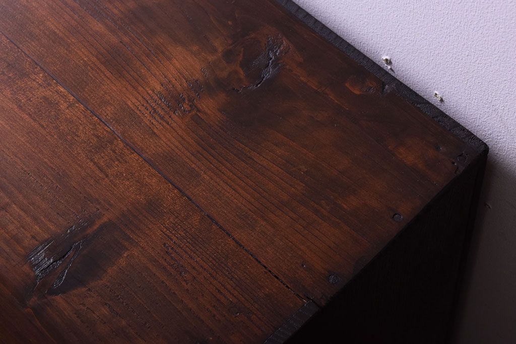 アンティーク家具　結霜ガラス入り!古い木のアンティークローボード