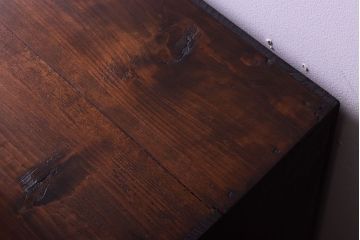 アンティーク家具　結霜ガラス入り!古い木のアンティークローボード