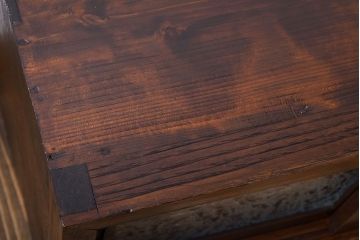 アンティーク家具　結霜ガラス入り!古い木のアンティークローボード