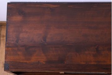 アンティーク家具　結霜ガラス入り!古い木のアンティークローボード