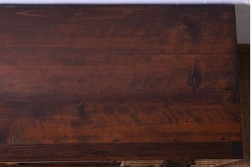 アンティーク家具　結霜ガラス入り!古い木のアンティークローボード