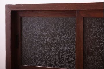 アンティーク家具　結霜ガラス入り!古い木のアンティークローボード