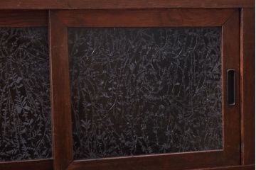 アンティーク家具　結霜ガラス入り!古い木のアンティークローボード