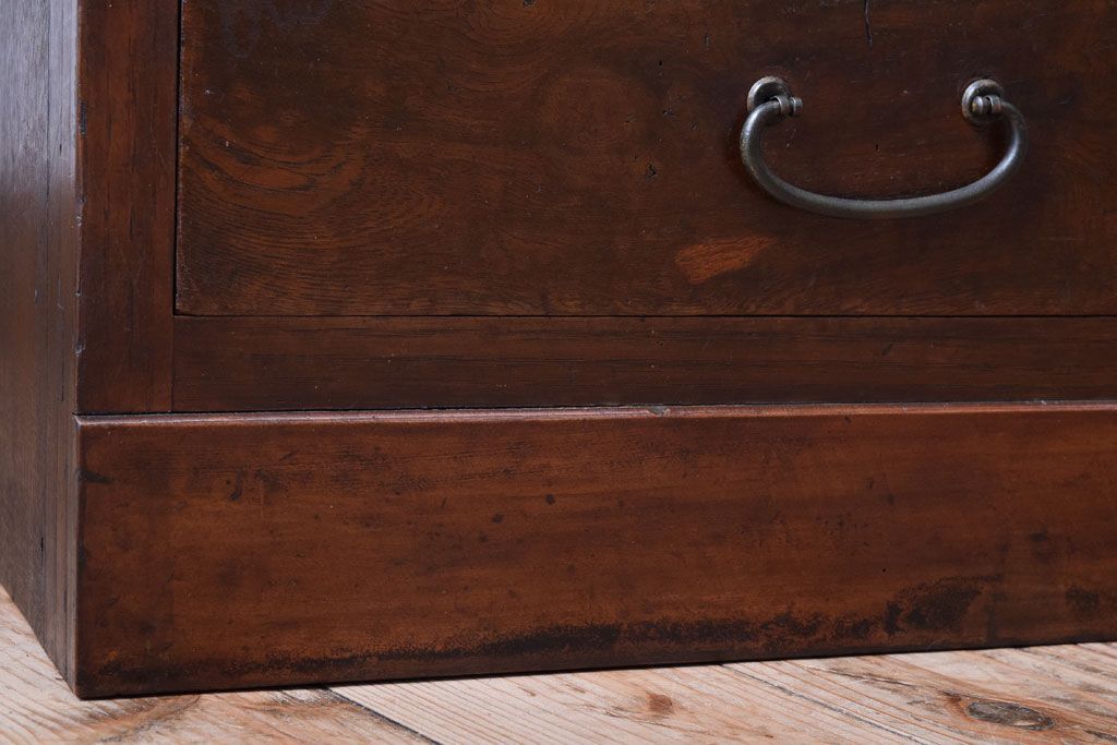 アンティーク家具　結霜ガラス入り!古い木のアンティークローボード