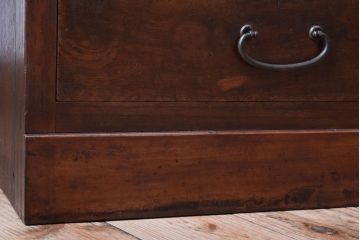 アンティーク家具　結霜ガラス入り!古い木のアンティークローボード