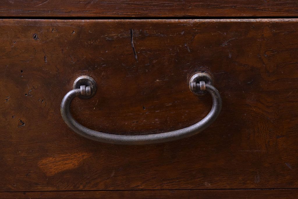 アンティーク家具　結霜ガラス入り!古い木のアンティークローボード