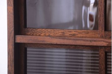 アンティーク家具　モールガラス入り!扉・脚付きのリメイク品　縦型戸棚(収納棚)