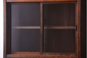 アンティーク家具　モールガラス入り!扉・脚付きのリメイク品　縦型戸棚(収納棚)