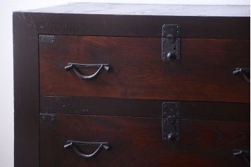 アンティーク家具　欅材と檜材!高級感あふれる和製アンティークの収納箪笥サイドボード(水屋箪笥)